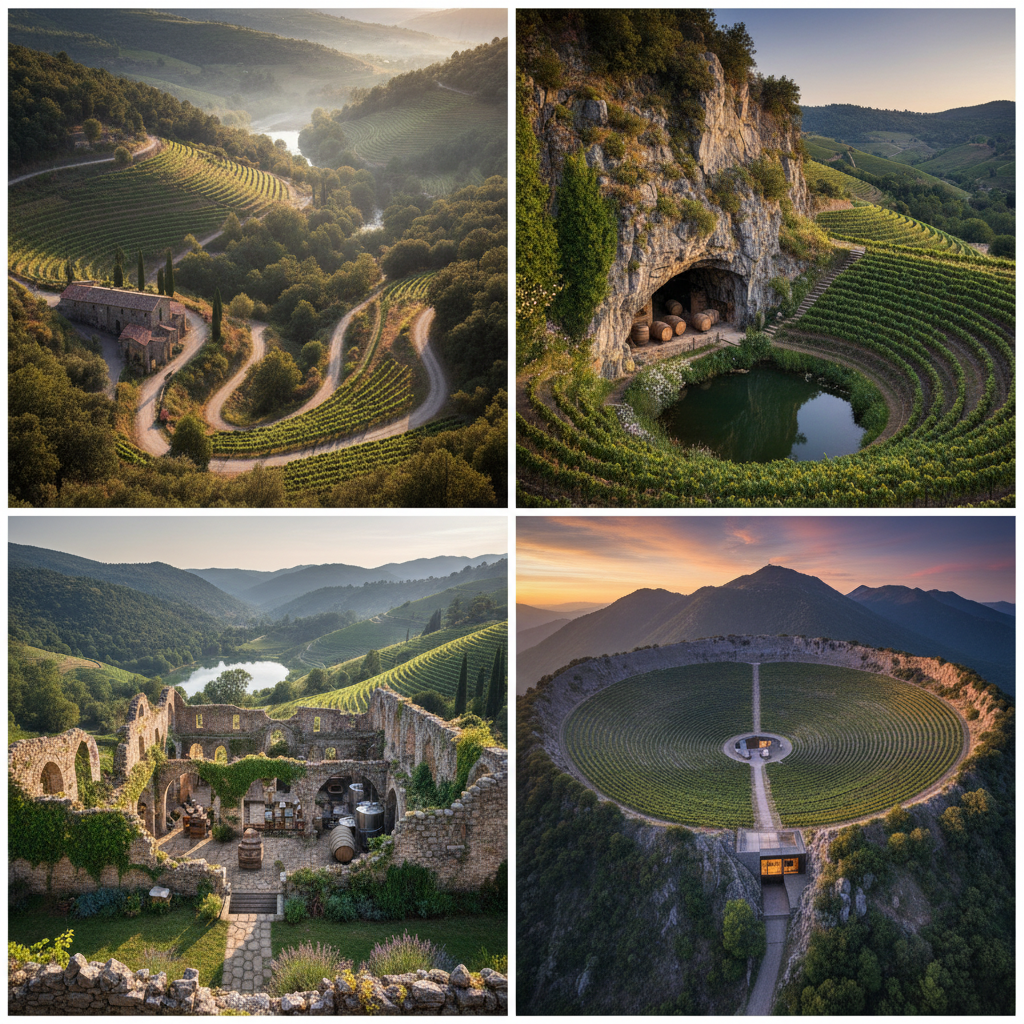 Landscapes and settings of hidden wineries in Sonoma.